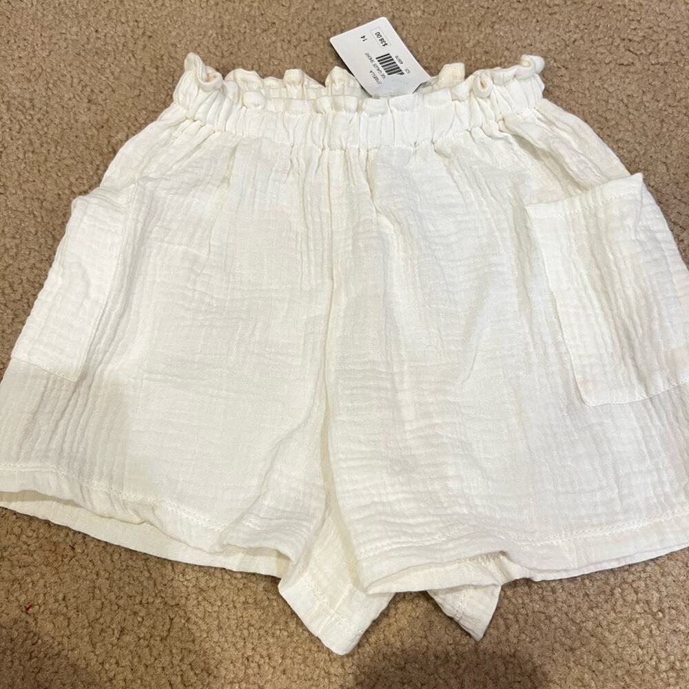 NWT Area Code 407, cream gauze shorts, girls size 14